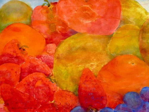 Jersey Fresh, by Jane Brennan, NJ State Fair, Sussex County Farm and Horses show, Sussex Art,  pouring paint, watercolor classes offered