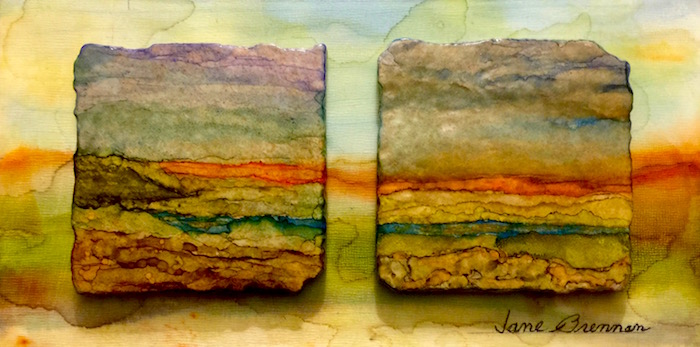 Hand Painted Ceramic Tile Diptych, by Jane Brennan,   classes offered