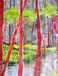 Triptych Blazing Bayou #1, by Jane Brennan